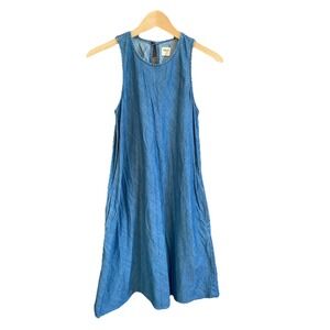 Gap 1969 Blue Denim Sleeveless Swing Dress Size XS Cotton/Lyocell Cute w Pockets